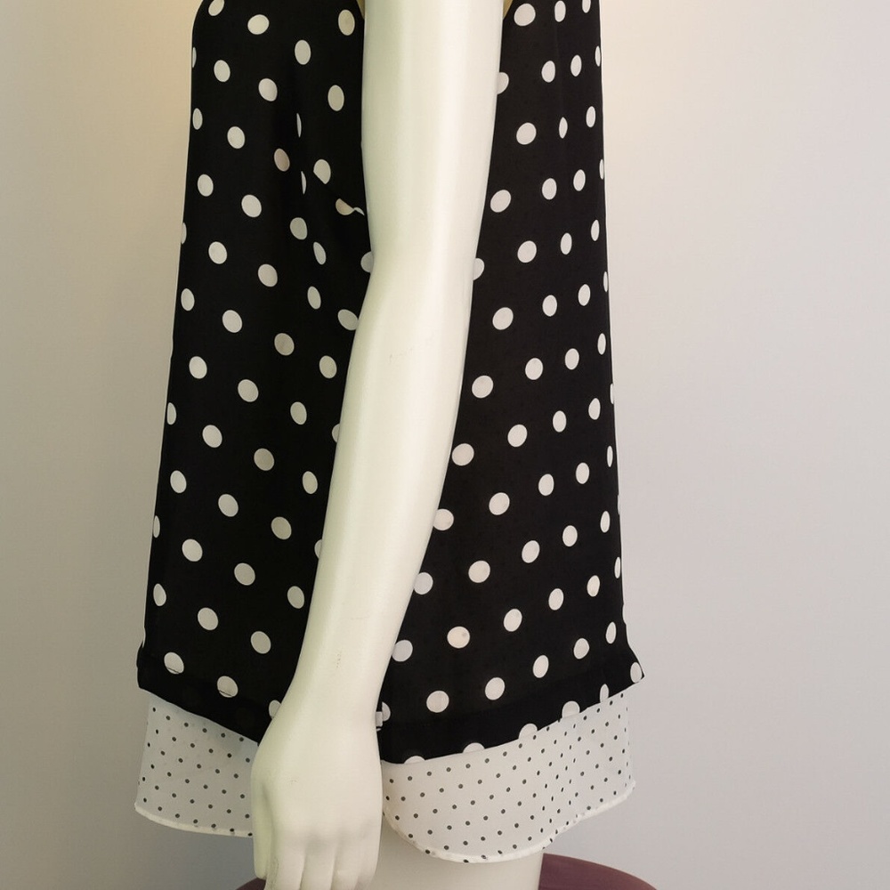Polka Dot double layer sleeveless top V neck New - Picture 4 of 7